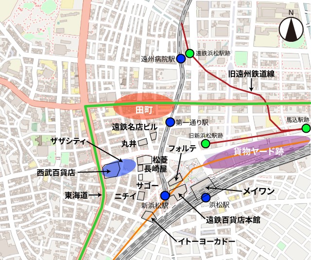 浜松駅周辺の地図